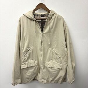 J. Crew Oarsman Hooded Khaki Full Zip Chore Coat Size L